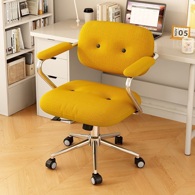 Modern Minimalist Corduroy Iron Mid-Back Height Adjustable Desk Chair Backrest Armrest For Home Office