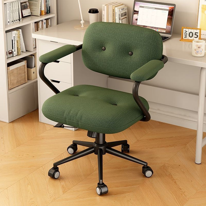 Modern Minimalist Corduroy Iron Mid-Back Height Adjustable Desk Chair Backrest Armrest For Home Office