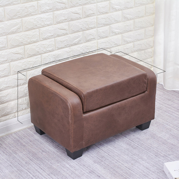 Moderner minimalistischer niedriger Hocker aus Kunstfaser-Leinen, Schwamm, Massivholz und Kunststoff, rechteckig, mit Rückenlehne, ohne Armlehnen, für das Wohnzimmer 