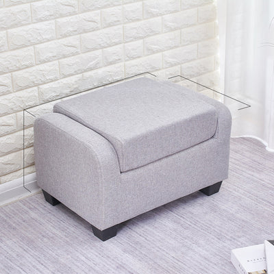Modern Minimalist Tech Fabric Linen Sponge Wood Plastic Rectangle Low Stool Backrest Armless For Living Room