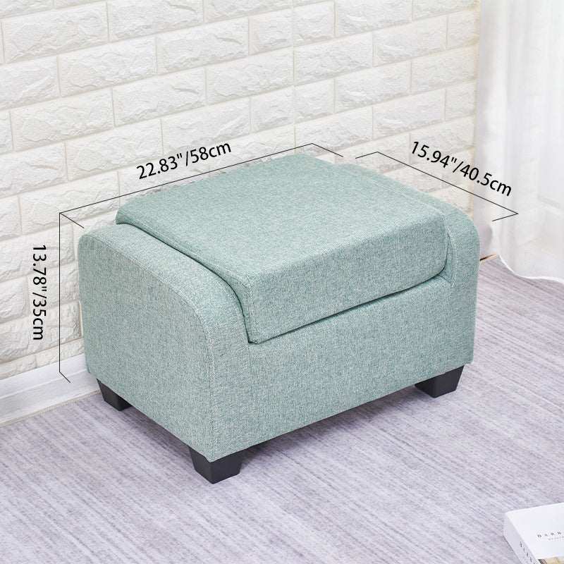 Moderner minimalistischer niedriger Hocker aus Kunstfaser-Leinen, Schwamm, Massivholz und Kunststoff, rechteckig, mit Rückenlehne, ohne Armlehnen, für das Wohnzimmer 