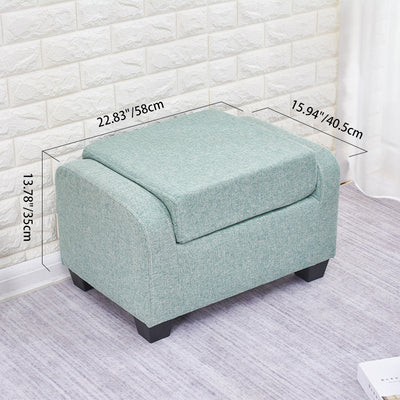 Modern Minimalist Tech Fabric Linen Sponge Wood Plastic Rectangle Low Stool Backrest Armless For Living Room