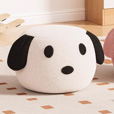 Contemporary Creative Kids Teddy Fleece Fabric Sponge Solid Wood Cartoon Dog Shaped Low Stool Backless Armless For Living Room
