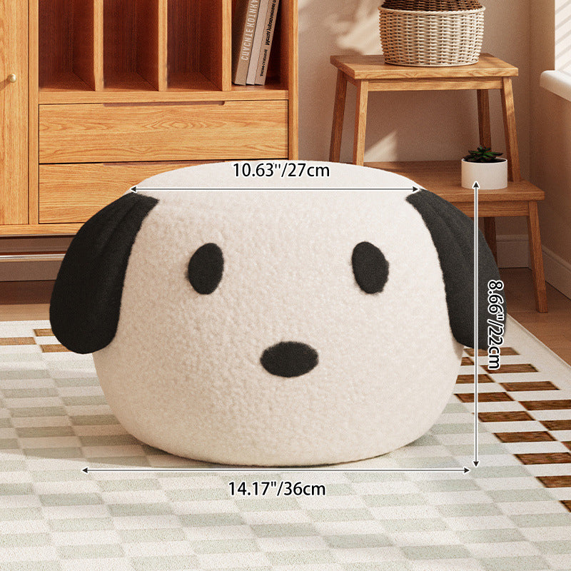 Contemporary Creative Kids Teddy Fleece Fabric Sponge Solid Wood Cartoon Dog Shaped Low Stool Backless Armless For Living Room