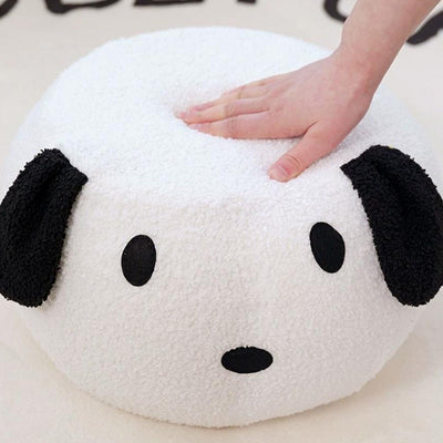 Contemporary Creative Kids Teddy Fleece Fabric Sponge Solid Wood Cartoon Dog Shaped Low Stool Backless Armless For Living Room