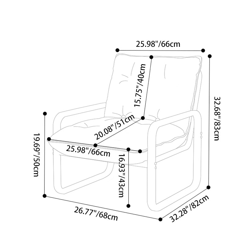 Modern Minimalist Faux Leather Iron Sponge Curved Accent Chair Backrest Armrest For Living Room