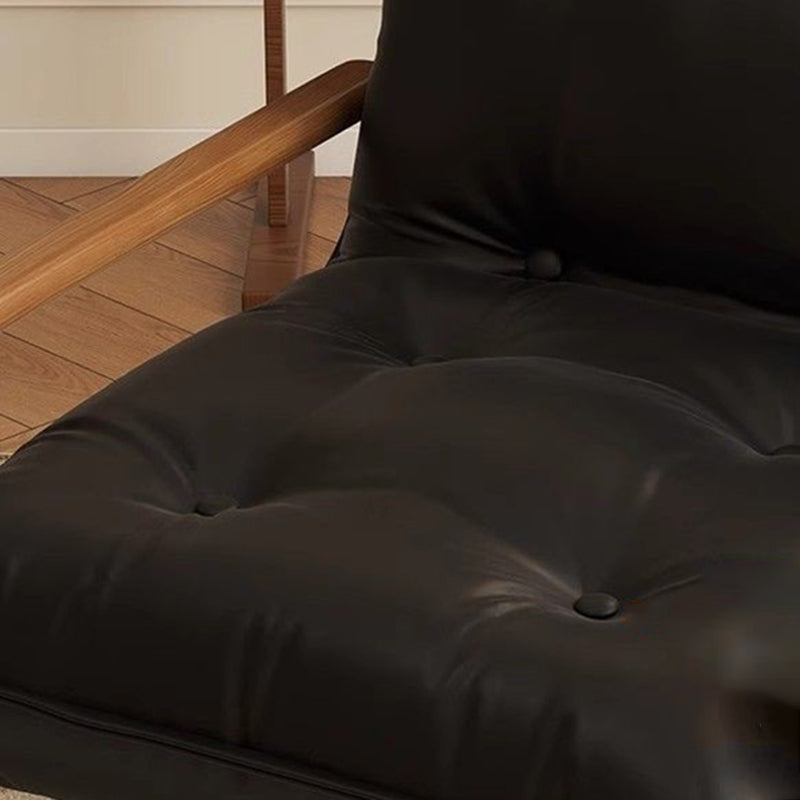 Modern Minimalist Faux Leather Iron Sponge Curved Accent Chair Backrest Armrest For Living Room