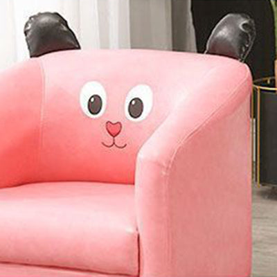 Contemporary Creative Kids Oil-Waxed Leather Wood Cartoon Animal Shaped Accent Chair Backrest Armrest For Living Room