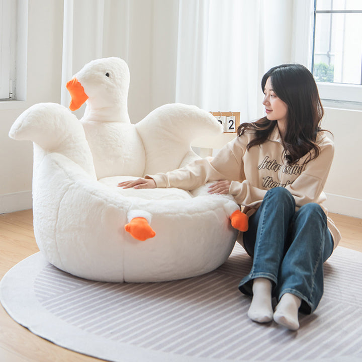 Contemporary Creative Kids Faux Rabbit Fur EPS EPP Goose Shaped Sofa Backrest Armrest For Living Room