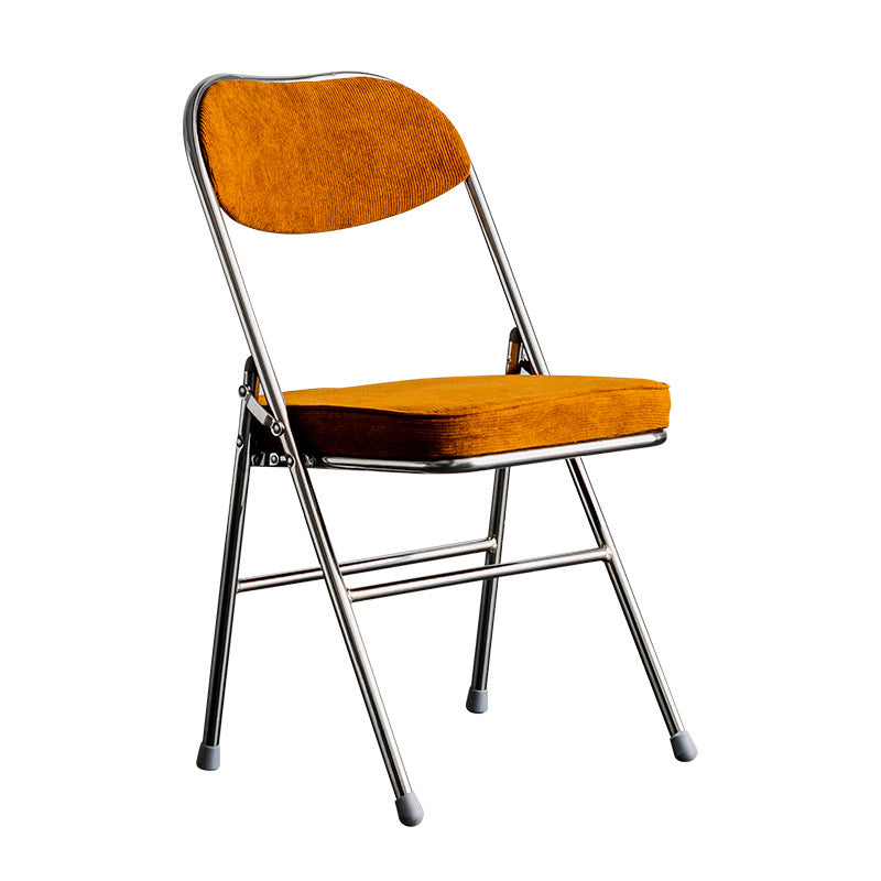 Modern Minimalist Corduroy Sponge Iron Curve Foldable Dining Chair Backrest Armless For Dining Room