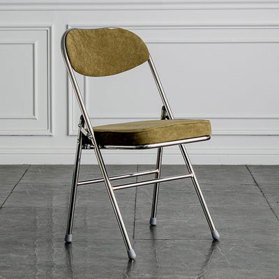 Modern Minimalist Corduroy Sponge Iron Curve Foldable Dining Chair Backrest Armless For Dining Room