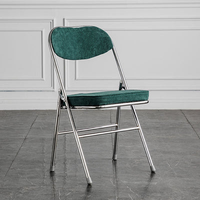 Modern Minimalist Corduroy Sponge Iron Curve Foldable Dining Chair Backrest Armless For Dining Room