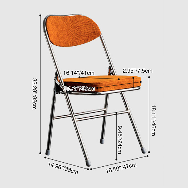 Modern Minimalist Corduroy Sponge Iron Curve Foldable Dining Chair Backrest Armless For Dining Room
