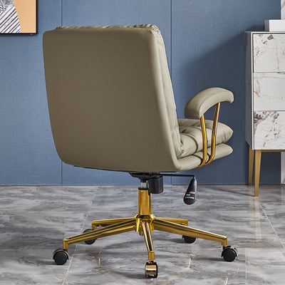 Modern Minimalist PU Leather Top-grain Leather Metal Mid-Back Swivel Height Adjustable Desk Chair Backrest Armrest For Home Office