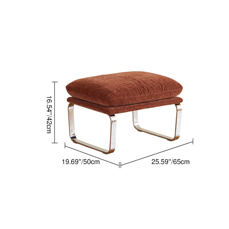 Modern Mid-century Chenille Stainless Steel Sponge Down Curved Rocking Chair Backrest Armrest For Living Room