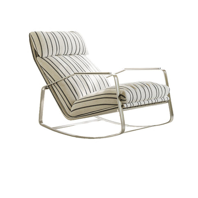 Modern Mid-century Chenille Stainless Steel Sponge Down Curved Rocking Chair Backrest Armrest For Living Room