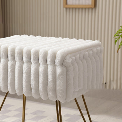 Modern Minimalist Velvet Wood Iron Rectangular Storage Vanity Stool Backless Armless For Bedroom