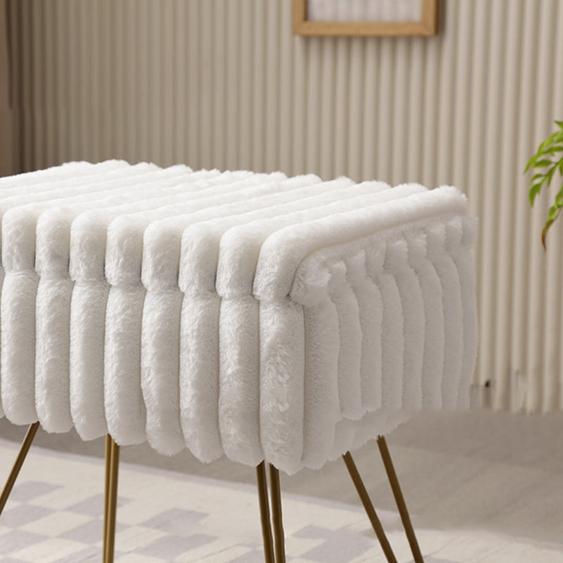 Modern Minimalist Velvet Wood Iron Rectangular Storage Vanity Stool Backless Armless For Bedroom