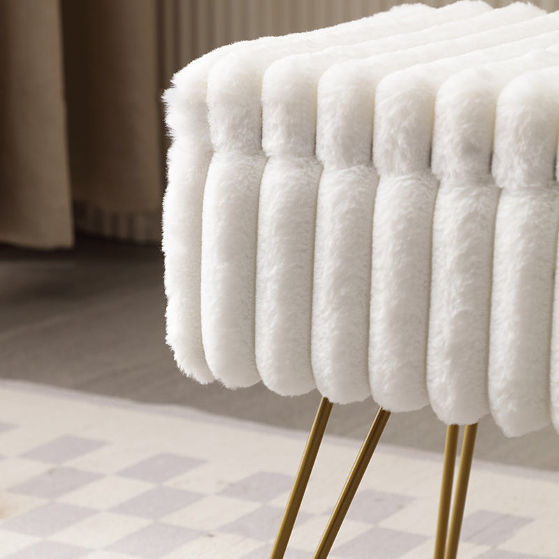 Modern Minimalist Velvet Wood Iron Rectangular Storage Vanity Stool Backless Armless For Bedroom