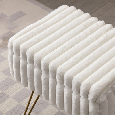 Modern Minimalist Velvet Wood Iron Rectangular Storage Vanity Stool Backless Armless For Bedroom