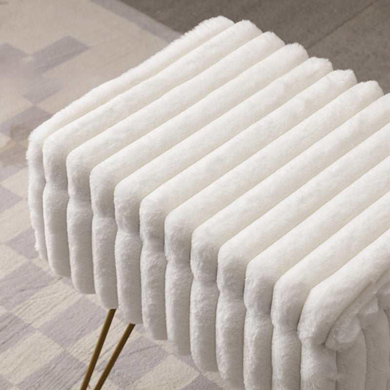 Modern Minimalist Velvet Wood Iron Rectangular Storage Vanity Stool Backless Armless For Bedroom