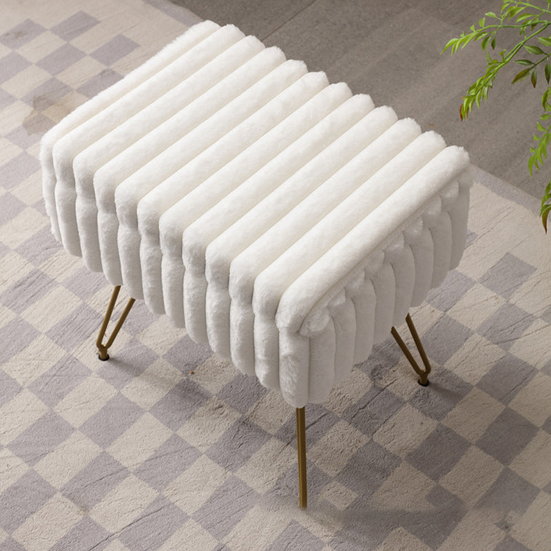 Modern Minimalist Velvet Wood Iron Rectangular Storage Vanity Stool Backless Armless For Bedroom