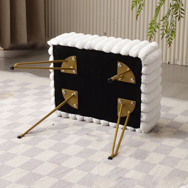 Modern Minimalist Velvet Wood Iron Rectangular Storage Vanity Stool Backless Armless For Bedroom