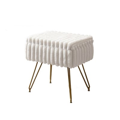 Modern Minimalist Velvet Wood Iron Rectangular Storage Vanity Stool Backless Armless For Bedroom