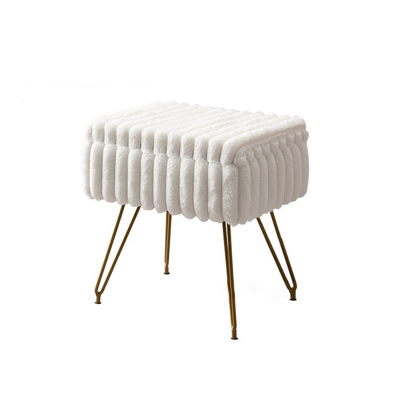 Modern Minimalist Velvet Wood Iron Rectangular Storage Vanity Stool Backless Armless For Bedroom