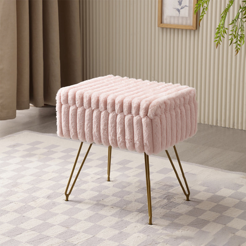 Modern Minimalist Velvet Wood Iron Rectangular Storage Vanity Stool Backless Armless For Bedroom