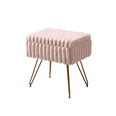 Modern Minimalist Velvet Wood Iron Rectangular Storage Vanity Stool Backless Armless For Bedroom