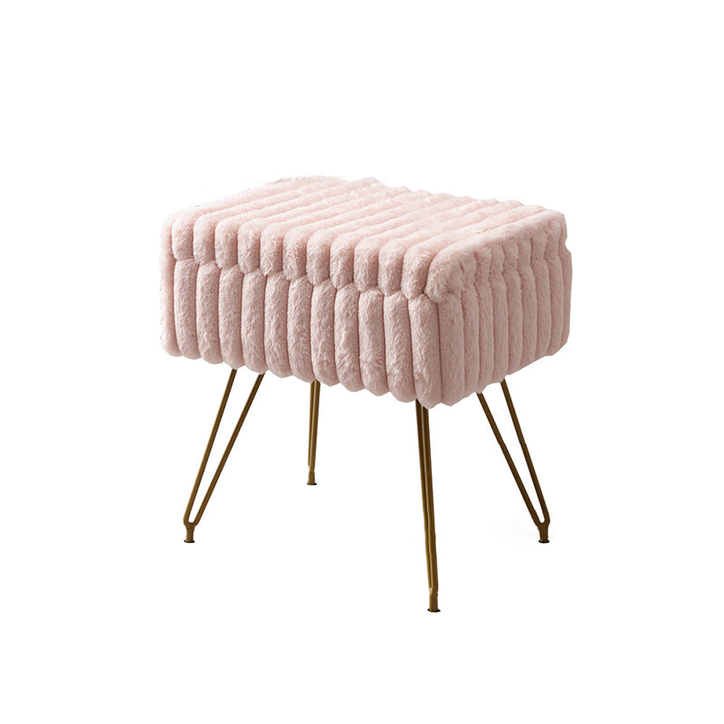Modern Minimalist Velvet Wood Iron Rectangular Storage Vanity Stool Backless Armless For Bedroom