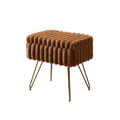 Modern Minimalist Velvet Wood Iron Rectangular Storage Vanity Stool Backless Armless For Bedroom
