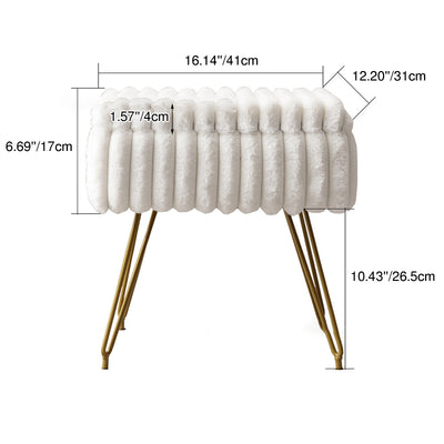 Modern Minimalist Velvet Wood Iron Rectangular Storage Vanity Stool Backless Armless For Bedroom