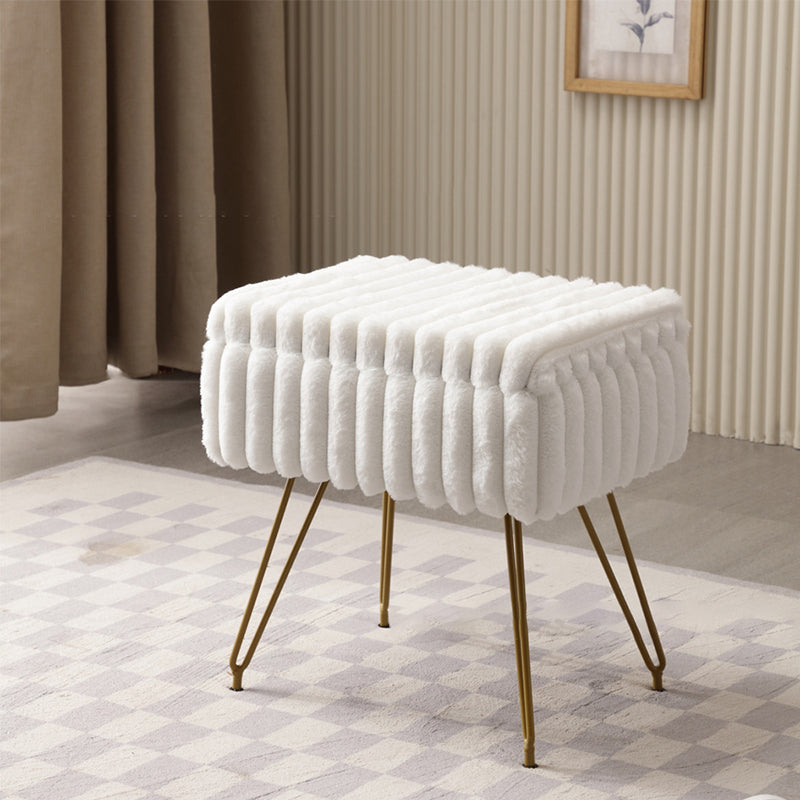 Modern Minimalist Velvet Wood Iron Rectangular Storage Vanity Stool Backless Armless For Bedroom