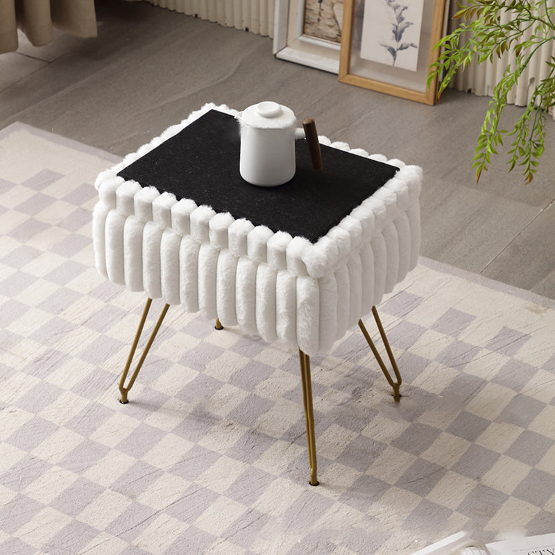 Modern Minimalist Velvet Wood Iron Rectangular Storage Vanity Stool Backless Armless For Bedroom