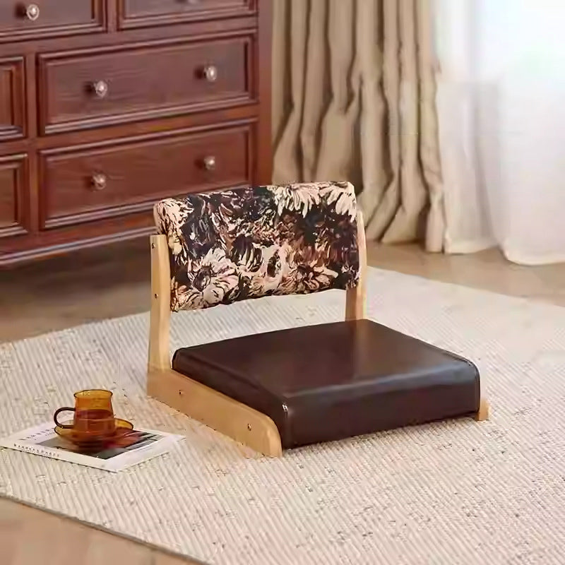 Traditioneller niedriger Hocker aus Kiefernholz mit rechteckiger Sitzfläche aus Vintage-Ölwachsleder, Rückenlehnen und Armlehnen für das Wohnzimmer 