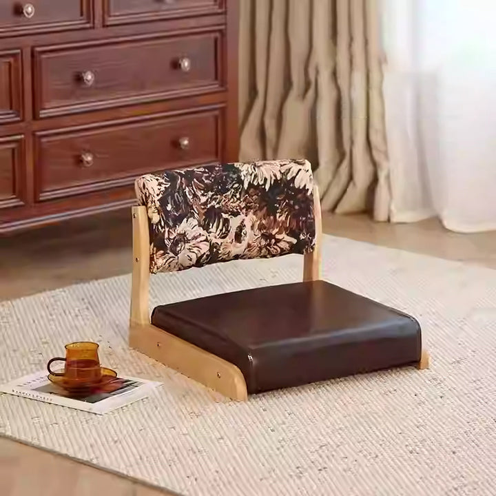 Traditioneller niedriger Hocker aus Kiefernholz mit rechteckiger Sitzfläche aus Vintage-Ölwachsleder, Rückenlehnen und Armlehnen für das Wohnzimmer 