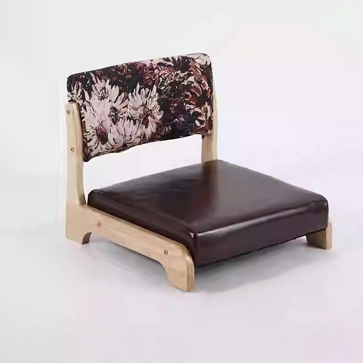 Traditioneller niedriger Hocker aus Kiefernholz mit rechteckiger Sitzfläche aus Vintage-Ölwachsleder, Rückenlehnen und Armlehnen für das Wohnzimmer 
