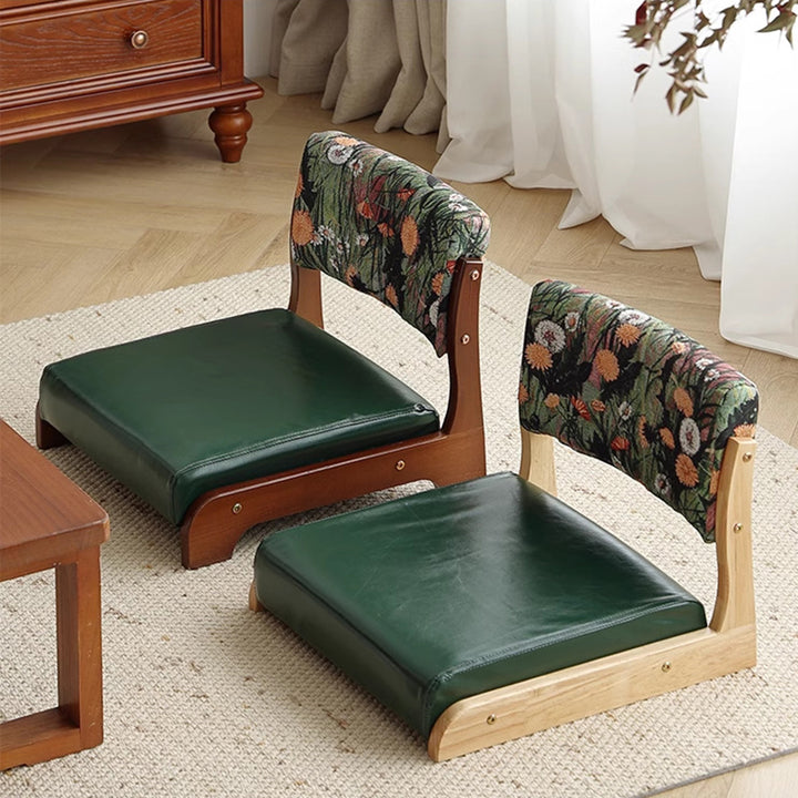 Traditioneller niedriger Hocker aus Kiefernholz mit rechteckiger Sitzfläche aus Vintage-Ölwachsleder, Rückenlehnen und Armlehnen für das Wohnzimmer 