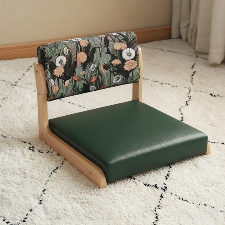 Traditioneller niedriger Hocker aus Kiefernholz mit rechteckiger Sitzfläche aus Vintage-Ölwachsleder, Rückenlehnen und Armlehnen für das Wohnzimmer 