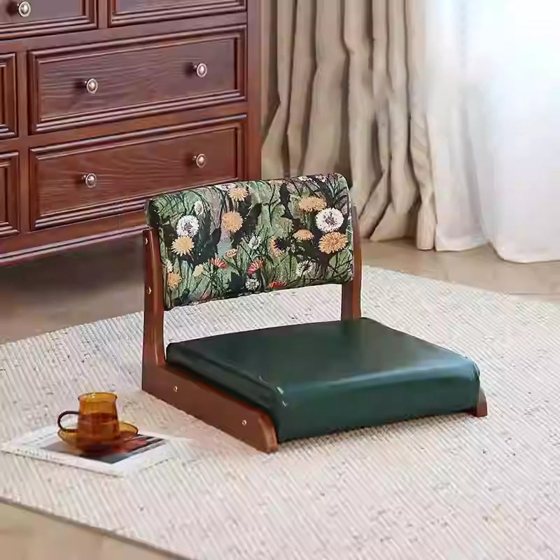 Traditioneller niedriger Hocker aus Kiefernholz mit rechteckiger Sitzfläche aus Vintage-Ölwachsleder, Rückenlehnen und Armlehnen für das Wohnzimmer 