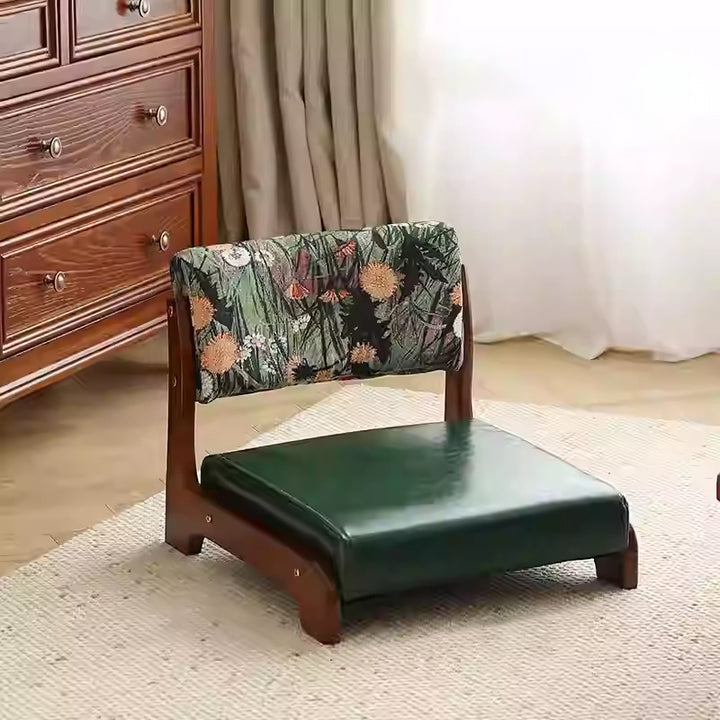 Traditioneller niedriger Hocker aus Kiefernholz mit rechteckiger Sitzfläche aus Vintage-Ölwachsleder, Rückenlehnen und Armlehnen für das Wohnzimmer 