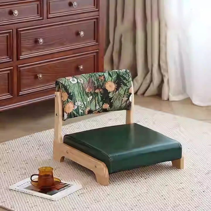 Traditioneller niedriger Hocker aus Kiefernholz mit rechteckiger Sitzfläche aus Vintage-Ölwachsleder, Rückenlehnen und Armlehnen für das Wohnzimmer 