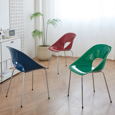 Modern Minimalist PP Plastic Iron Curve Dining Chair Backrest Armrests For Dining Room
