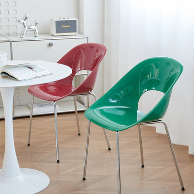 Modern Minimalist PP Plastic Iron Curve Dining Chair Backrest Armrests For Dining Room