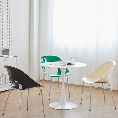 Modern Minimalist PP Plastic Iron Curve Dining Chair Backrest Armrests For Dining Room