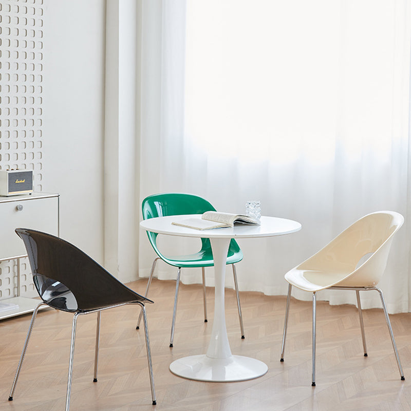 Modern Minimalist PP Plastic Iron Curve Dining Chair Backrest Armrests For Dining Room