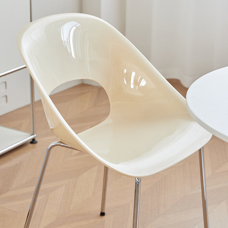 Modern Minimalist PP Plastic Iron Curve Dining Chair Backrest Armrests For Dining Room