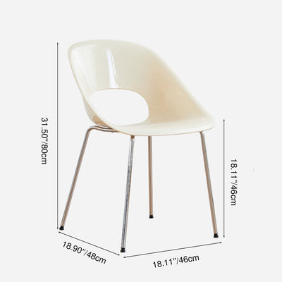 Modern Minimalist PP Plastic Iron Curve Dining Chair Backrest Armrests For Dining Room